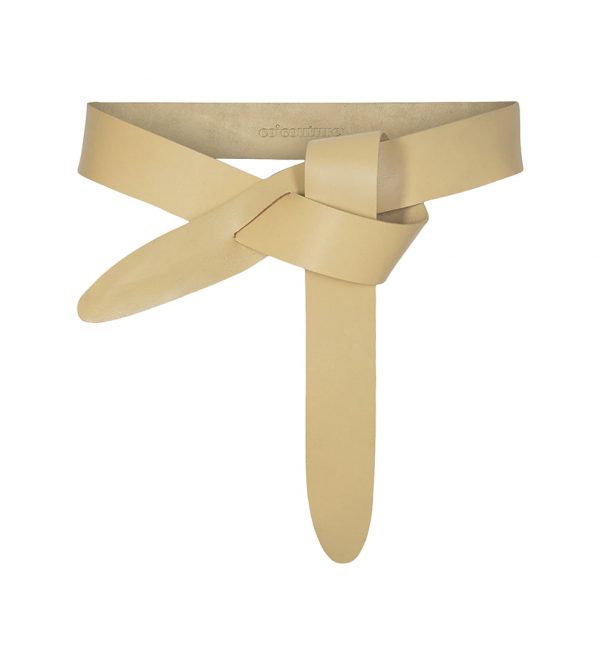 Leren band ceintuur in een zachte lemon kleur