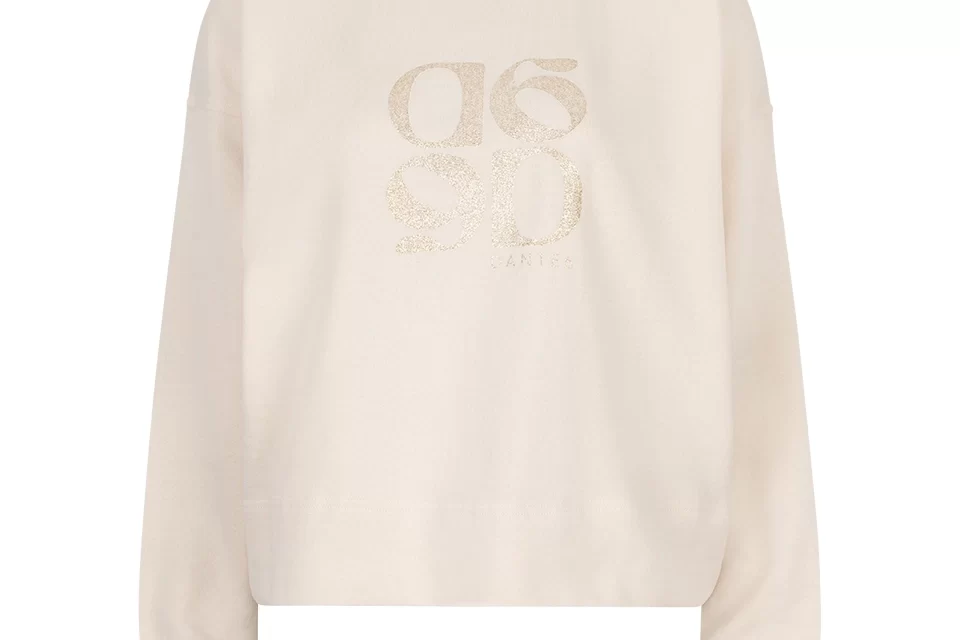 Relaxed sweater met glittermonogramlogo
