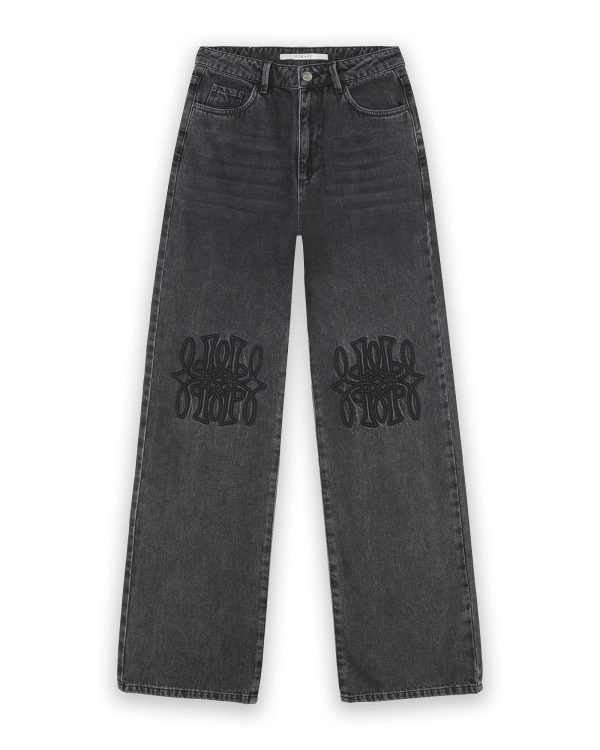 FW25_HOMAGE_H-CW25M126_Straight_Leg_Jeans_With_Knee_Detail_Authentic_Black