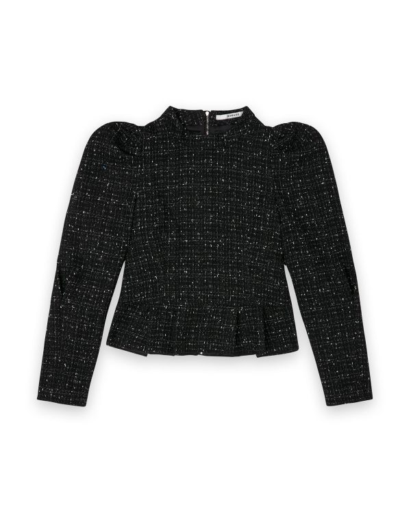 Homage-Tweed-Peplum-Top-H-CW25M74.BLACKMIX