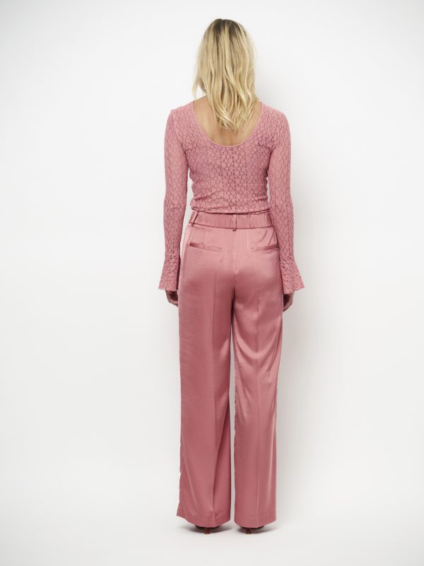 Dante6-Jules-wide-leg-pantalon-261304-6615- Dante6 Jules wide leg pantalon in coral blush met hoge taille en soepel vallende, wijde pijpen