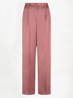 Dante6 Jules wide leg pantalon in coral blush met hoge taille en soepel vallende, wijde pijpen