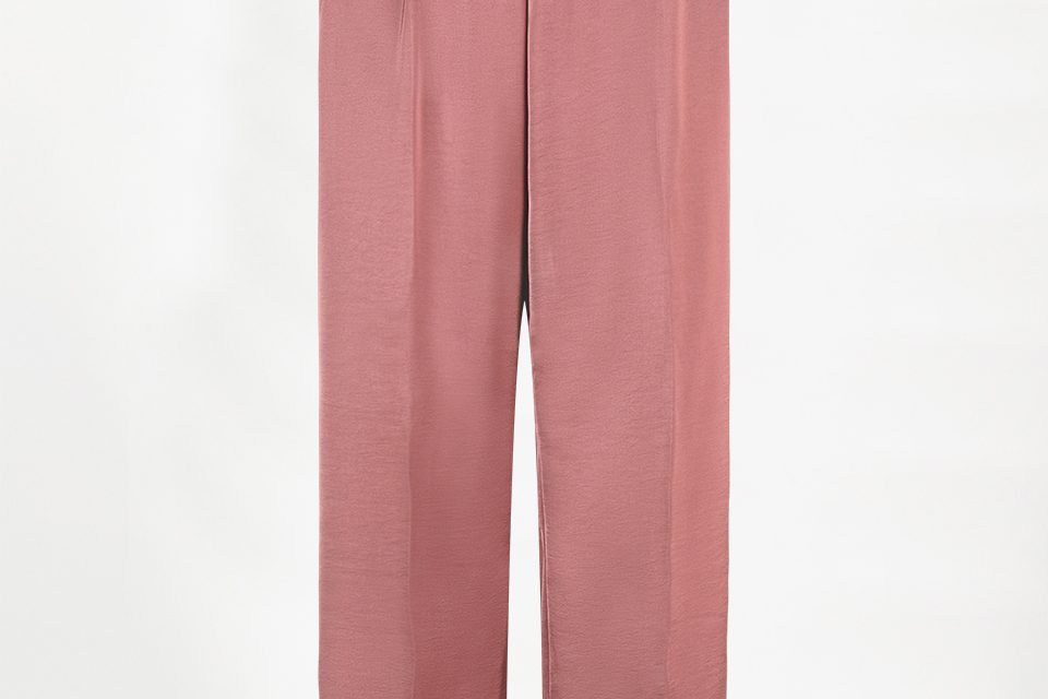 Dante6 Jules wide leg pantalon in coral blush met hoge taille en soepel vallende, wijde pijpen
