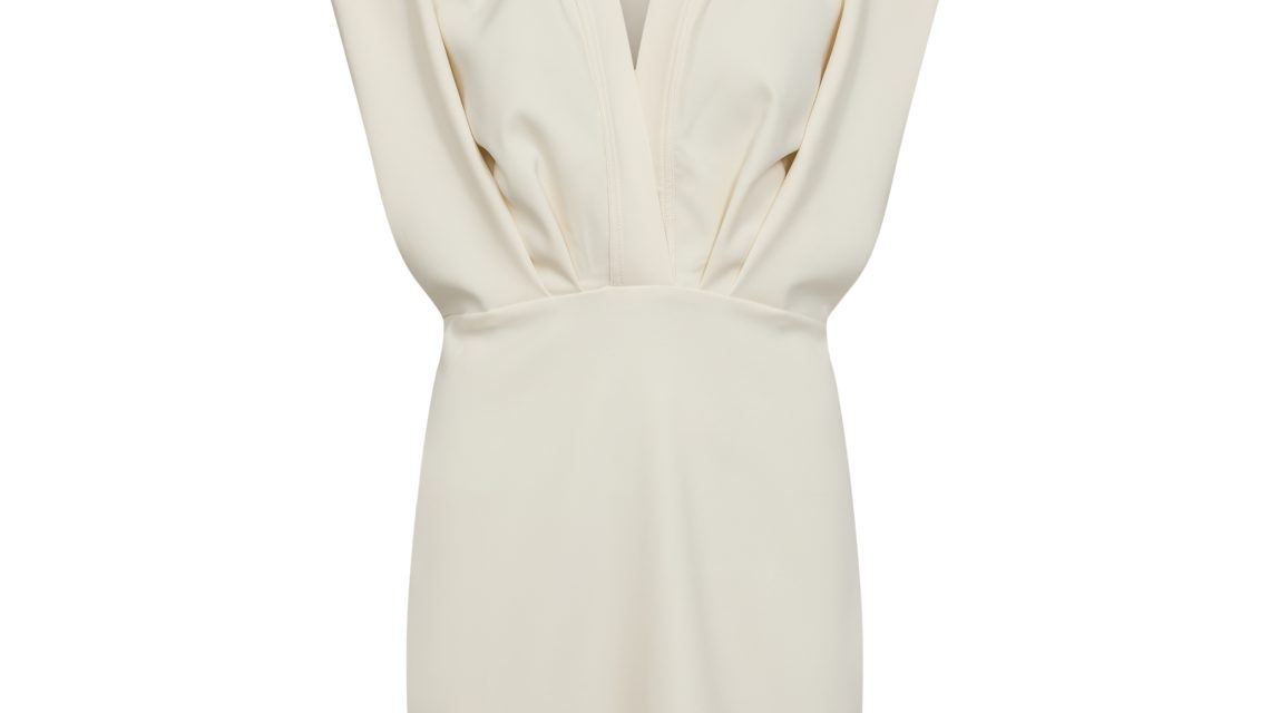 L'égance crop drape dress van Haute L'Amitié met gedrapeerde stof en elegante pasvorm, stijlvolle dames jurk voor een moderne en chique uitstraling.