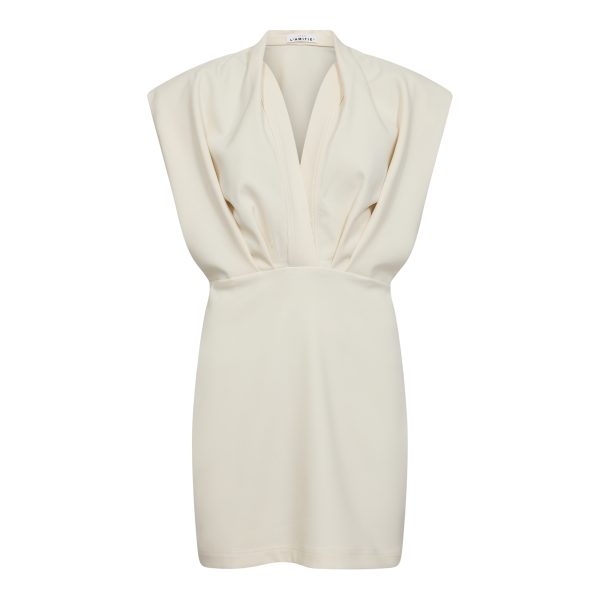 L'égance crop drape dress van Haute L'Amitié met gedrapeerde stof en elegante pasvorm, stijlvolle dames jurk voor een moderne en chique uitstraling.