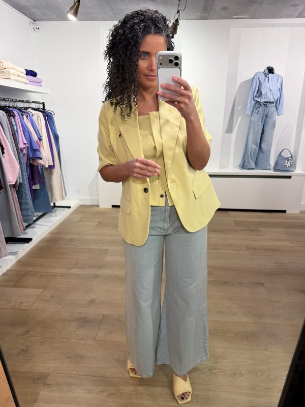 Homage Overdyed Wide Leg Jeans in Sea Blue Denim, wijdvallende broek met overdyed finish en casual, moderne pasvorm.