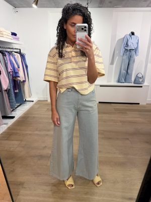 Homage Overdyed Wide Leg Jeans in Sea Blue Denim, wijdvallende broek met overdyed finish en casual, moderne pasvorm.