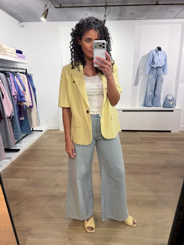 Homage Overdyed Wide Leg Jeans in Sea Blue Denim, wijdvallende broek met overdyed finish en casual, moderne pasvorm.