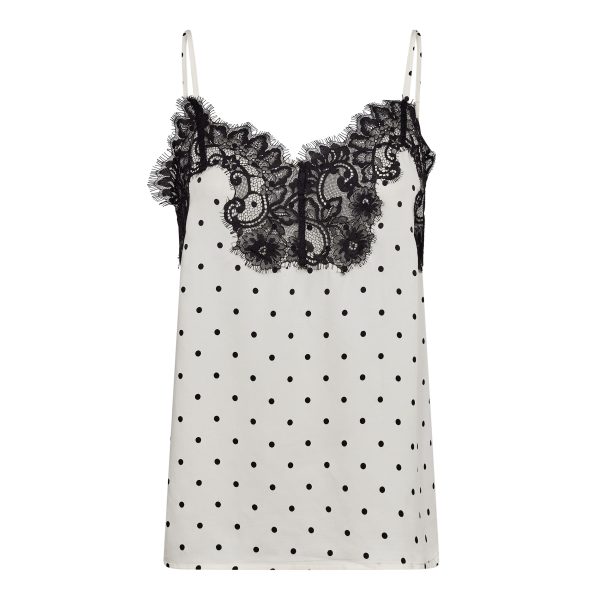 Co'Couture Ameli Dot Lace Singlet met kanten details en subtiele dot structuur voor een elegante en vrouwelijke uitstraling