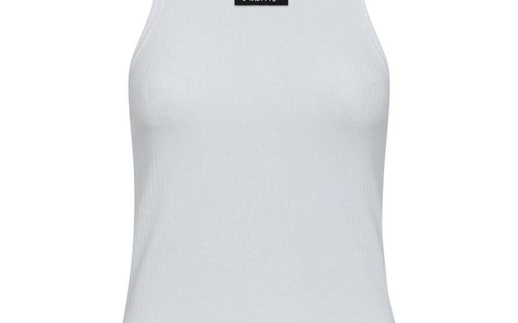 Haute L’Amitié Rib Badge Tank in wit met ribstof en aangesloten pasvorm voor een sportieve en stijlvolle uitstraling