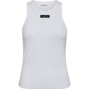 Haute L’Amitié Rib Badge Tank in wit met ribstof en aangesloten pasvorm voor een sportieve en stijlvolle uitstraling