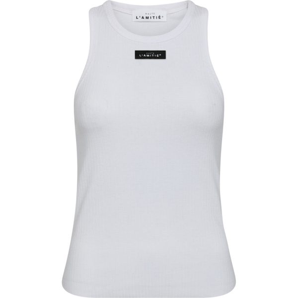 Haute L’Amitié Rib Badge Tank in wit met ribstof en aangesloten pasvorm voor een sportieve en stijlvolle uitstraling
