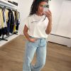 Witte Noma Balloon Tee van Haute L'Amitié met oversized balloon pasvorm, casual dames T-shirt met moderne uitstraling.