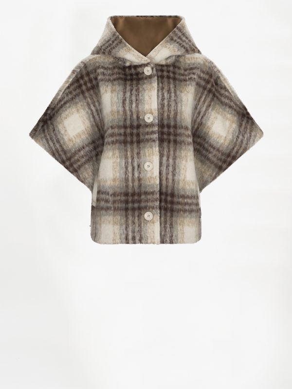 Dante6 Lunetta Check Cape Coat, geruite damesjas met cape silhouet en moderne oversized uitstraling.