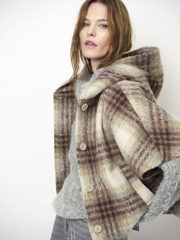 Dante6 Lunetta Check Cape Coat, geruite damesjas met cape silhouet en moderne oversized uitstraling.