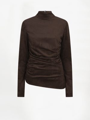 Dante6 Ease Suedine Turtle-Neck Top, elegante dames coltop met zachte suedine look en moderne vrouwelijke uitstraling.