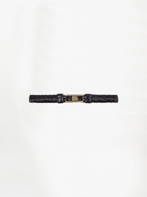 Dante6 Logo Crackle Faux Leather Logo Belt 7476 in Dark Plum, damesriem met crackle faux leather-look en Dante6 logo-detail.