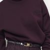 Dante6 Logo Crackle Faux Leather Logo Belt 7476 in Dark Plum, damesriem met crackle faux leather-look en Dante6 logo-detail.