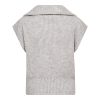 500028-RowCC-Zip-Knit-Vest-65006-12 Co’Couture RowCC Zip Knit Vest 500028 in Grey Melange, mouwloos grijs gebreid damesvest met hoge kraag en ritssluiting.