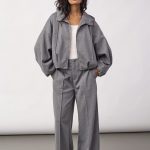 Co’Couture LanceCC Balloon Hoodie 500090 in Mid Grey Melange, oversized grijze dames hoodie met rits, capuchon en volumineuze ballonmouwen.