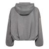 Co’Couture LanceCC Balloon Hoodie 500090 in Mid Grey Melange, oversized grijze dames hoodie met rits, capuchon en volumineuze ballonmouwen.