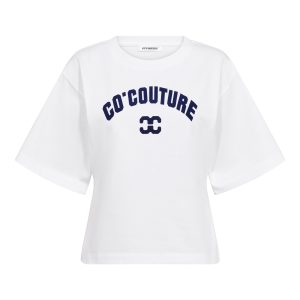 Co’Couture ZengaCC Tee O-Neck 500108, dames T-shirt van katoen met ronde hals, korte mouwen en contrasterende logoprint.