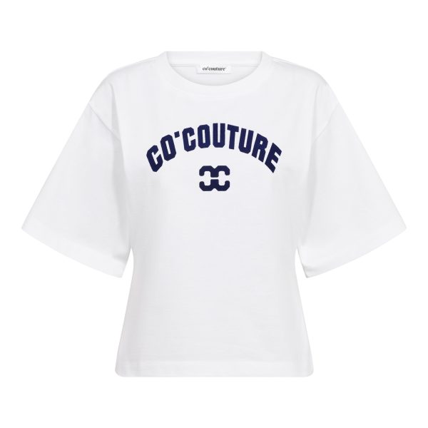 Co’Couture ZengaCC Tee O-Neck 500108, dames T-shirt van katoen met ronde hals, korte mouwen en contrasterende logoprint.