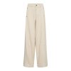 500117-CalinCC-Pant-10003-11 Co’Couture CalinCC Pant 500117 in Creme, high-waist dames pantalon met wijde pijpen, gebogen naaddetail en subtiele visgraatstructuur.