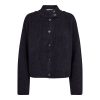 Co’Couture RowCC Rib Zip Roll-Neck Knit 500271-40007 in Navy, donkerblauwe ribgebreide damestrui met hoge ritskraag en relaxed fit.