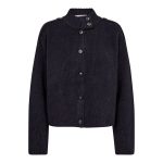 Co’Couture RowCC Rib Zip Roll-Neck Knit 500271-40007 in Navy, donkerblauwe ribgebreide damestrui met hoge ritskraag en relaxed fit.