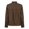 Co’Couture TeffaCC Padded Check Shirt 500196 in Olive, groen-bruin geruite damesblouse met lange mouwen en padded shoulders.