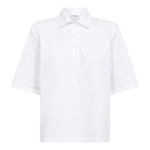 Co’Couture ZengaCC Polo Tee 500242 in White, witte dames polo met korte mouwen en klassieke polokraag.