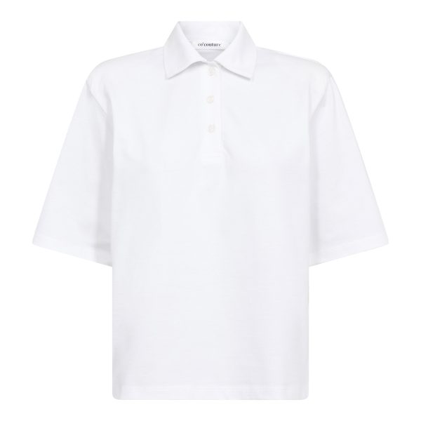 Co’Couture ZengaCC Polo Tee 500242 in White, witte dames polo met korte mouwen en klassieke polokraag.