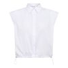 Co’Couture ElaraCC Pleat SS Shirt 500255. Witte damesblouse met korte mouwen en plooidetails.