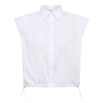 Co’Couture ElaraCC Pleat SS Shirt 500255. Witte damesblouse met korte mouwen en plooidetails.