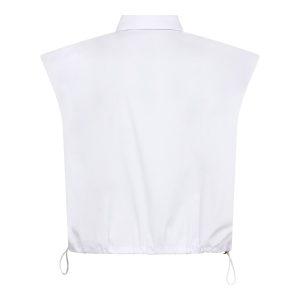 Co’Couture ElaraCC Pleat SS Shirt 500255. Witte damesblouse met korte mouwen en plooidetails.