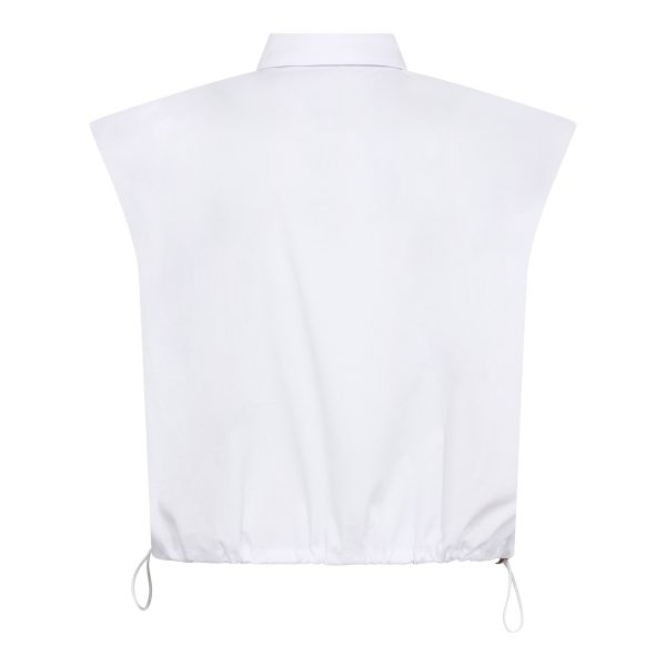 Co’Couture ElaraCC Pleat SS Shirt 500255. Witte damesblouse met korte mouwen en plooidetails.