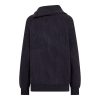 Co’Couture RowCC Rib Zip Roll-Neck Knit 500271-40007 in Navy, donkerblauwe ribgebreide damestrui met hoge ritskraag en relaxed fit.