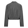 Co’Couture JackyCC Crop Blazer 500289 in Mid Grey, korte grijze damesblazer met reverskraag, knoopsluiting en elastische taille.