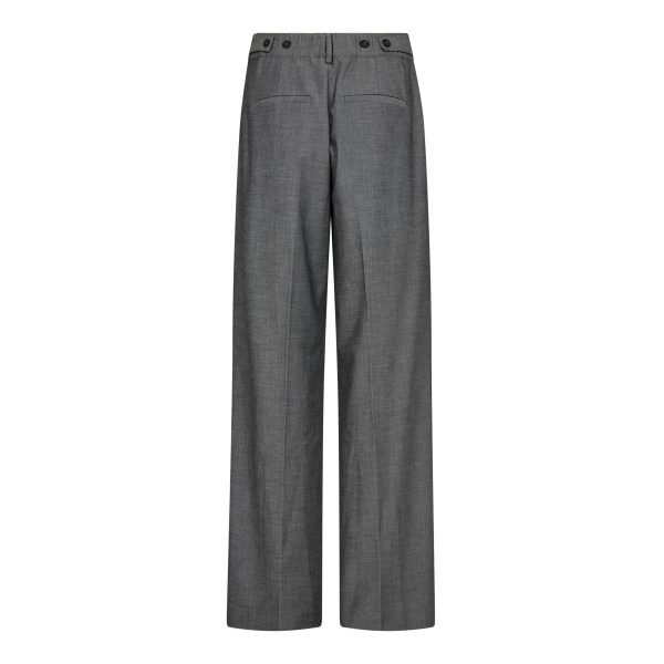 Co’Couture JackyCC Pleat Pant 500293 in Mid Grey, grijze high-waist dames pantalon met wijde pijpen, plooien en persvouwen.