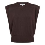 Co’Couture LueCC Wing Knit Vest 500377 in Dark Brown, donkerbruin mouwloos dames vest met cropped fit en opvallende wing schouders.