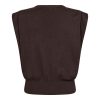 Co’Couture LueCC Wing Knit Vest 500377 in Dark Brown, donkerbruin mouwloos dames vest met cropped fit en opvallende wing schouders.