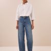 BY-BAR-Begum-Mid-Jeans-Denim-jeans-26218046 Y-BAR Begum Mid Jeans in denim met mid-rise taille, relaxte pasvorm en enkellengte, stijlvolle dames jeans voor iedere dag.