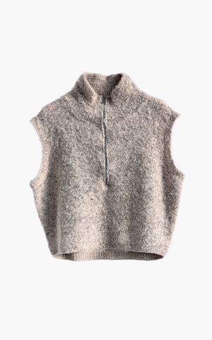 Aímée The Label LoiraW6 Waistcoat, gemêleerd dames gilet met hoge kraag, halve ritssluiting en mouwloos silhouet.