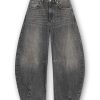 Homage Jimi Mid Waist Barrel Jeans H-CW26M33 in Vintage Grey, grijze damesjeans met barrel fit en subtiele darts.