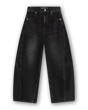 Homage Jules Wide Balloon Jeans H-CW26M40 in Black Washed, zwarte damesjeans met wijde balloon fit en low crotch.