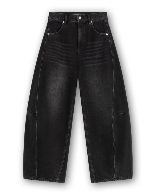 Homage Jules Wide Balloon Jeans H-CW26M40 in Black Washed, zwarte damesjeans met wijde balloon fit en low crotch.
