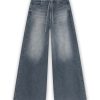 Homage Extra Wide Leg Jeans With Double Cords H-CW26M52 in Greyish Blue, high-waist damesjeans met extra wijde pijpen en dubbele denim koorden.