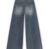 Homage Extra Wide Leg Jeans With Double Cords H-CW26M52 in Greyish Blue, high-waist damesjeans met extra wijde pijpen en dubbele denim koorden.