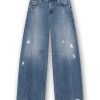 Homage Bowie Extra Wide Barrel Jeans Destroys, damesjeans met extra wijde barrel fit en stoere destroyed details.